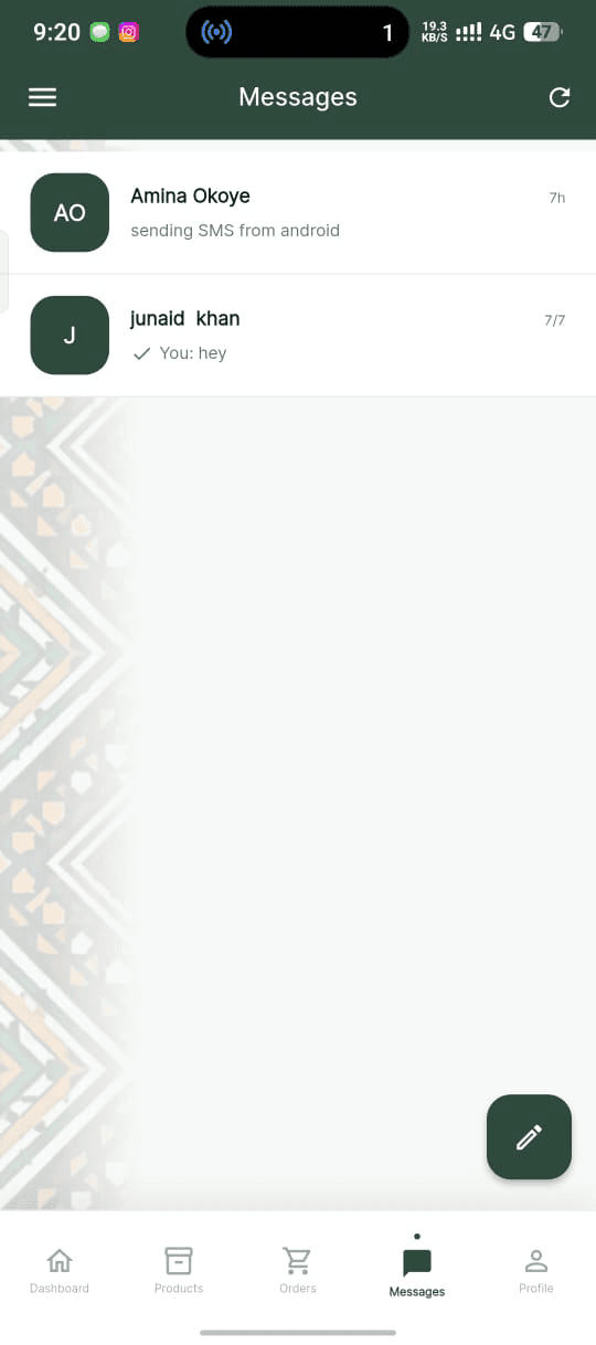 AfroMarket Supplier App — Android & iOS — Supplier ↔ buyer messaging