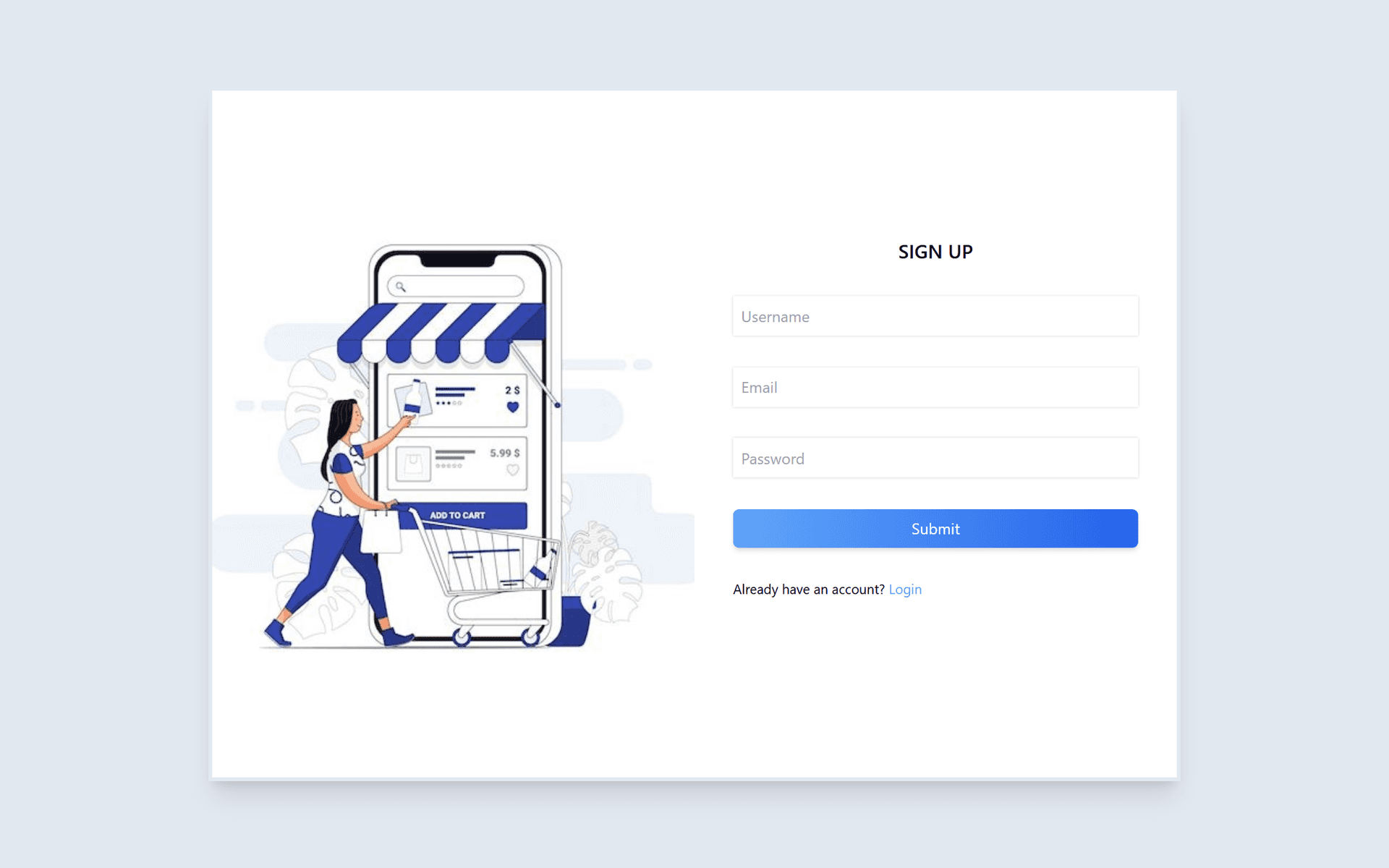 S-Shop — MERN E-Commerce Web App — Sign up