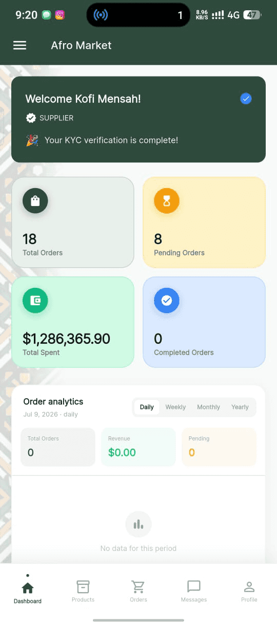 AfroMarket Supplier App — Android & iOS — Mobile project by Muhammad Sameer