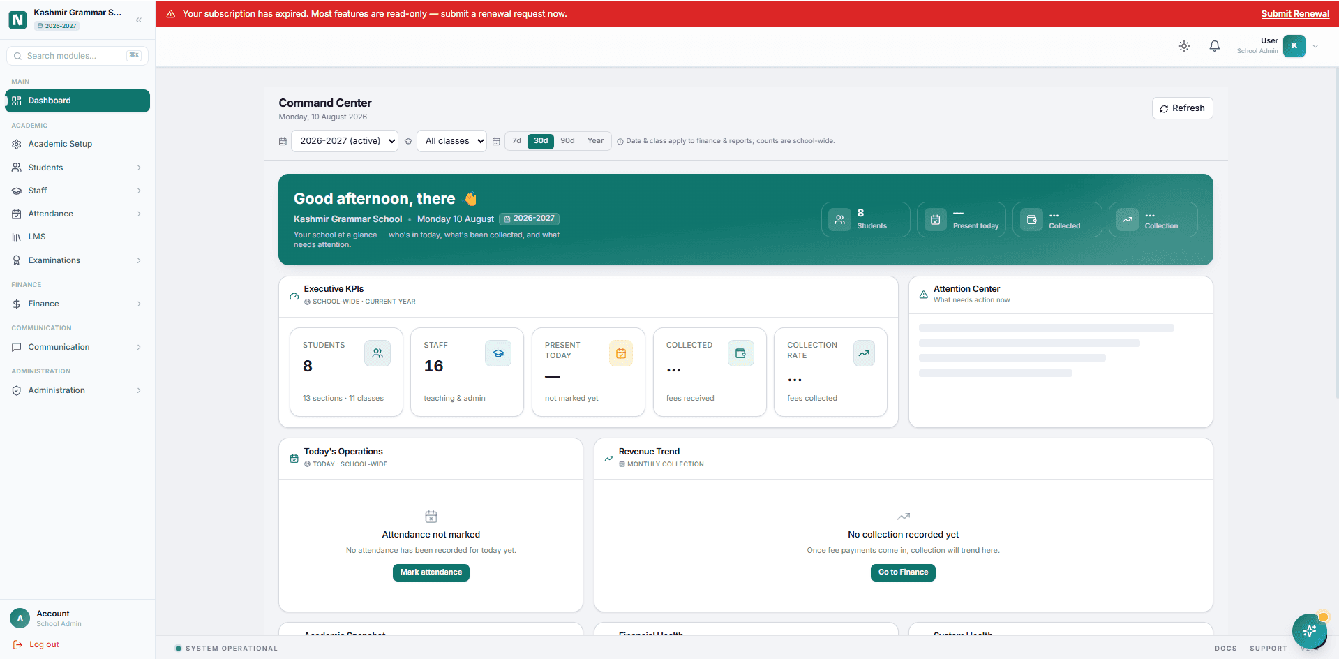 NuxusEd — Multi-Tenant School Management SaaS — SaaS project by Muhammad Sameer